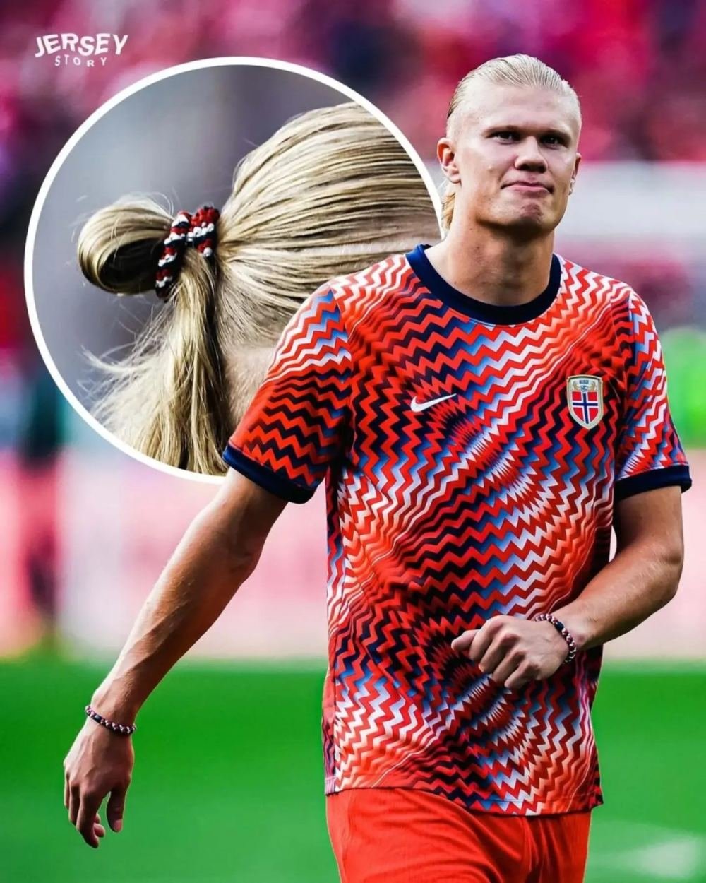 Erling Haaland Matches Hair Tie Color to Norway Kits - featured image
