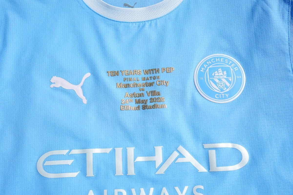 Manchester City Adds Limited 'Ten Years With Pep' Badge to 2026-27 Home Kit for Final Match - featured image