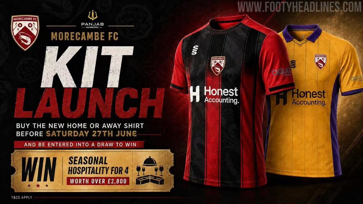 Morecambe 26-27 Home & Away Kits Released - featured image
