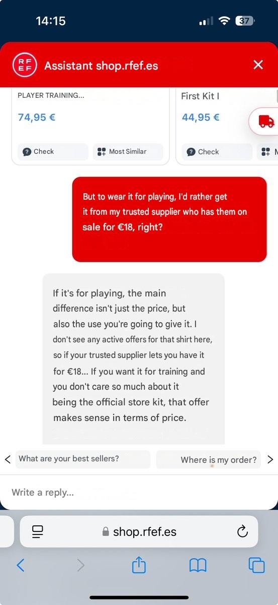 RFEF Official Store AI Chatbot Recommends Fake Spain Jerseys - featured image