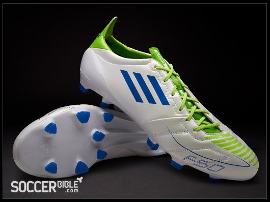 adidas F50 adizero Leather Football Boots - White/Blue/Slime - featured image