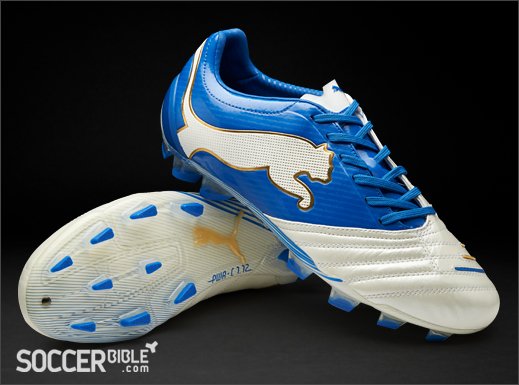 Puma PowerCat 1.12 Football Boots - White/Blue/Gold - featured image