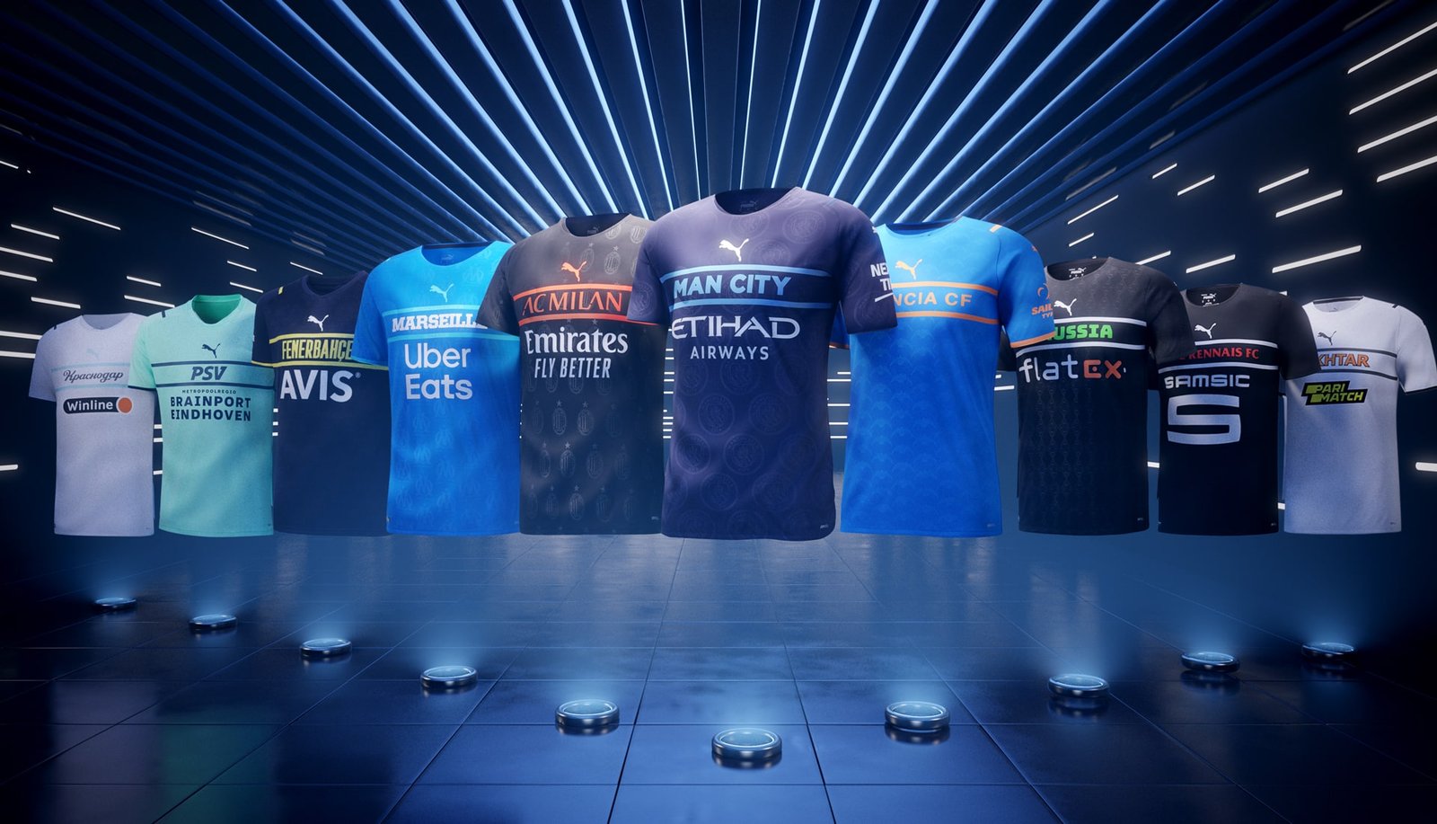 PUMA Unveil 21/22 Third Shirts For 10 Of Its Top European Teams - featured image