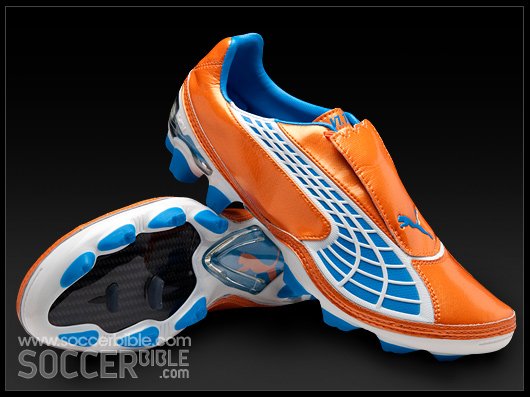 Puma v1.10 Football Boots - Fluorescent Orange/Blue Aster/White - featured image