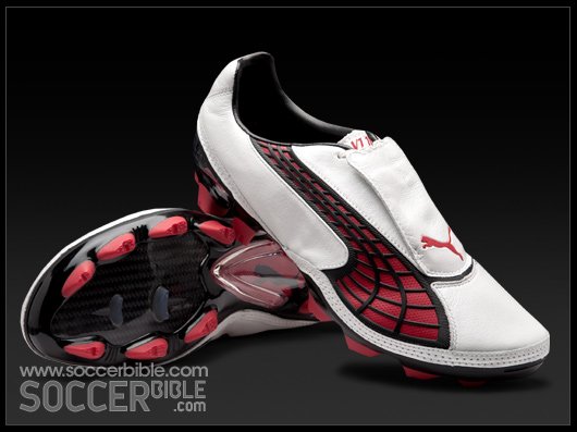 Puma v1.10 K Leather Football Boots - White/Pompeian Red/Black - featured image