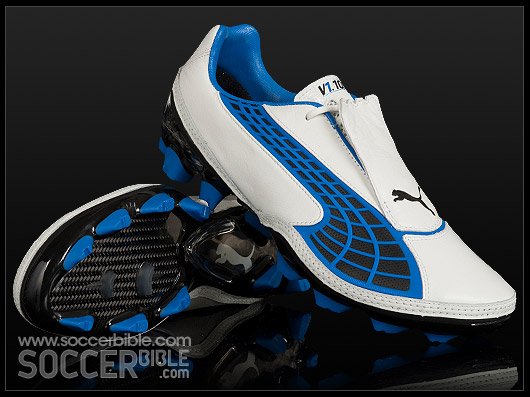 Puma v1.10 K Leather Football Boots - White Pearl/Black/Puma Royal - featured image