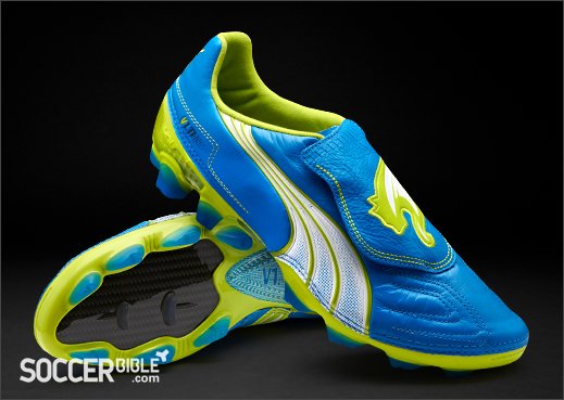 Puma V1.11 K Leather Football Boots – Blue/White/Lime - featured image