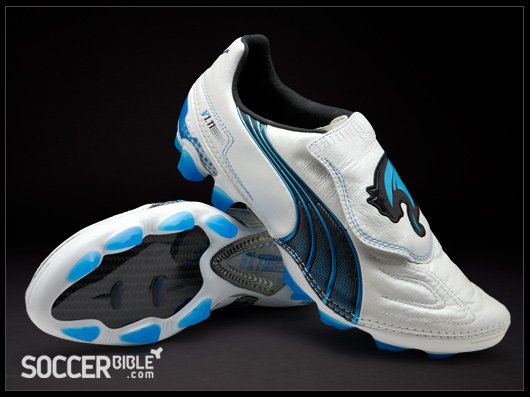 Puma V1.11 K Leather Football Boots – White/Black/Blue - featured image