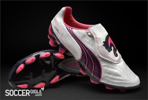 Puma v1.11 Leather Football Boots - White/Navy/Pink - featured image