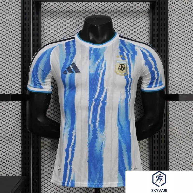 2026 Player Version Argentina White and Light Blue with Brushstroke Stripes Jersey — view 2
