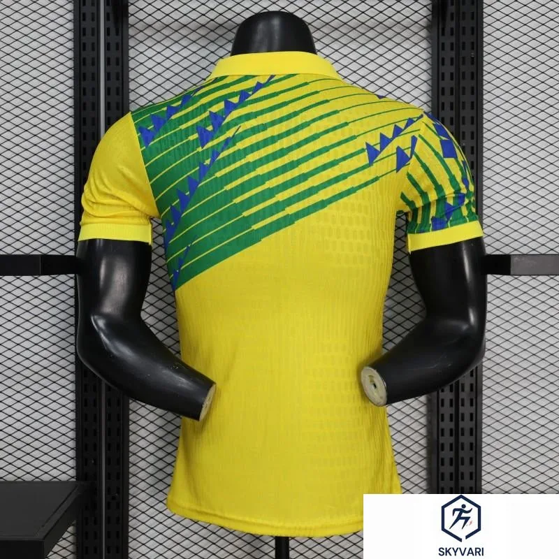2026 Player Version Brazil Yellow with Green and Blue Geometric Patterns Jersey — view 3