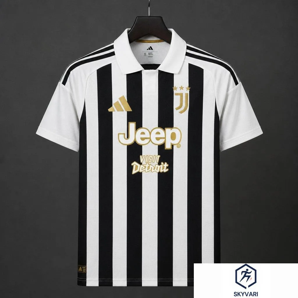 26/27 Juventus Home Jersey With Jeep Visit Detroit Sponsor