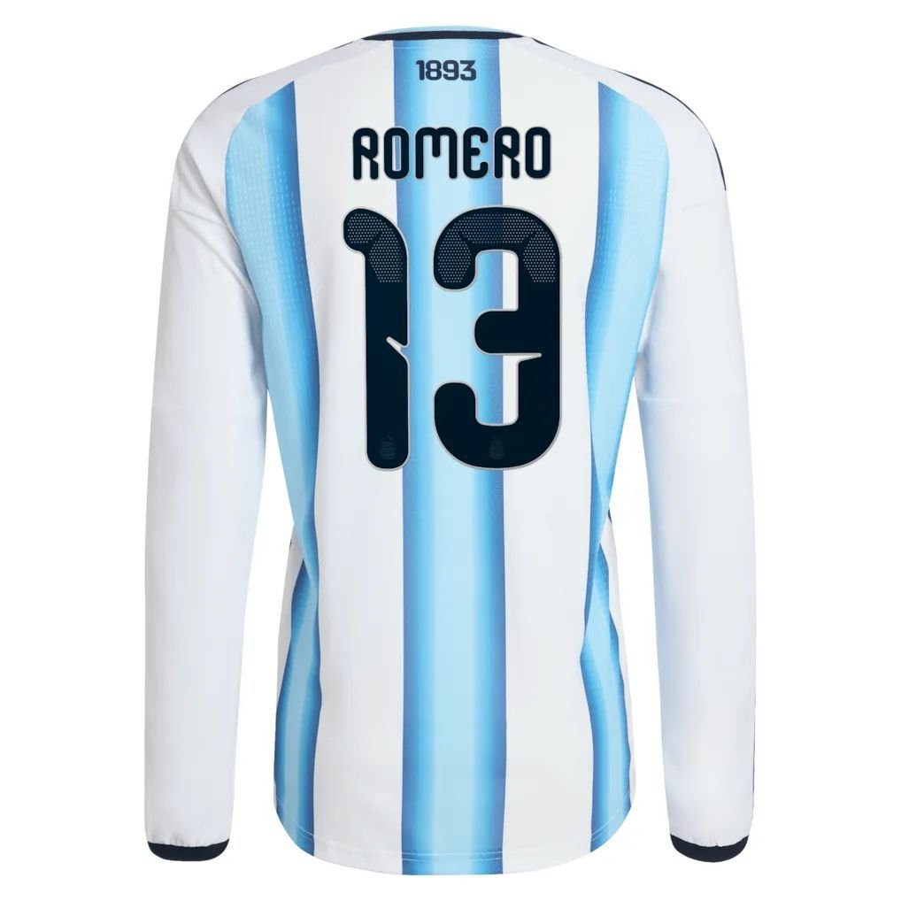 Christian Romero Argentina 26/27 Long Sleeve Authentic Home Jersey — view 3