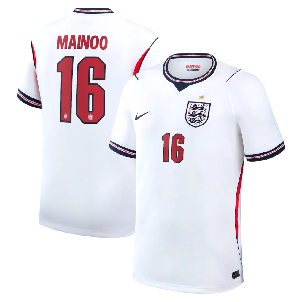 England Nike Home Stadium Shirt 2026 with Mainoo 16 printing