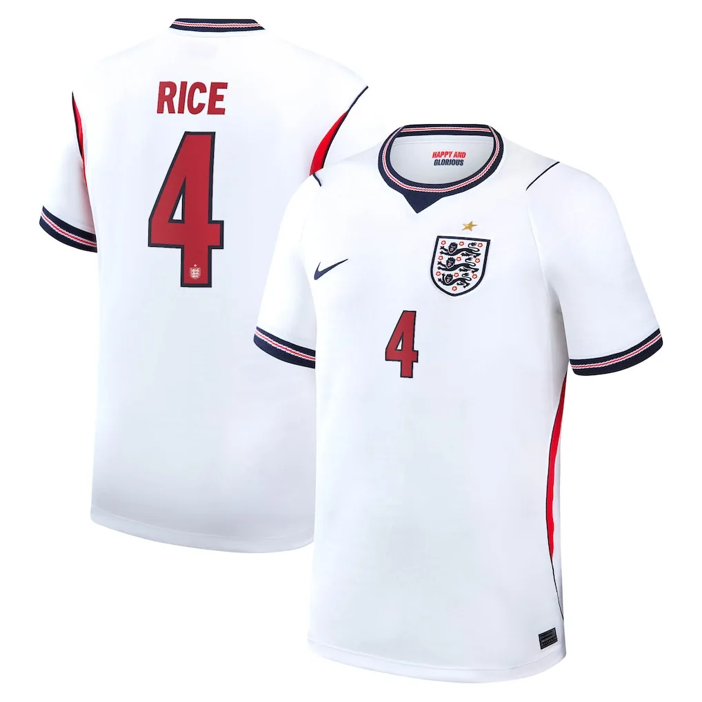 England Nike Home Stadium Shirt 2026 with Rice 4 printing