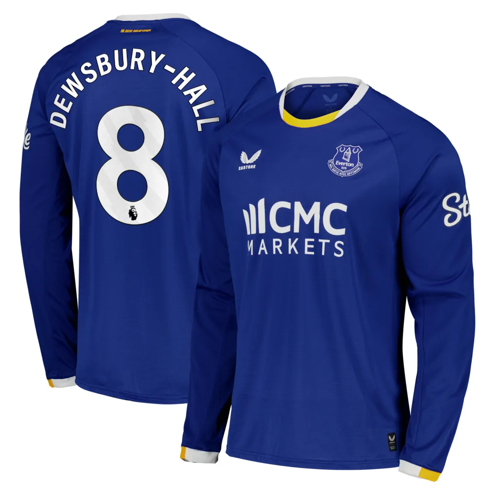 Everton Castore Home Pro Shirt 2026-27 - Long Sleeve with Dewsbury-Hall 8 printing