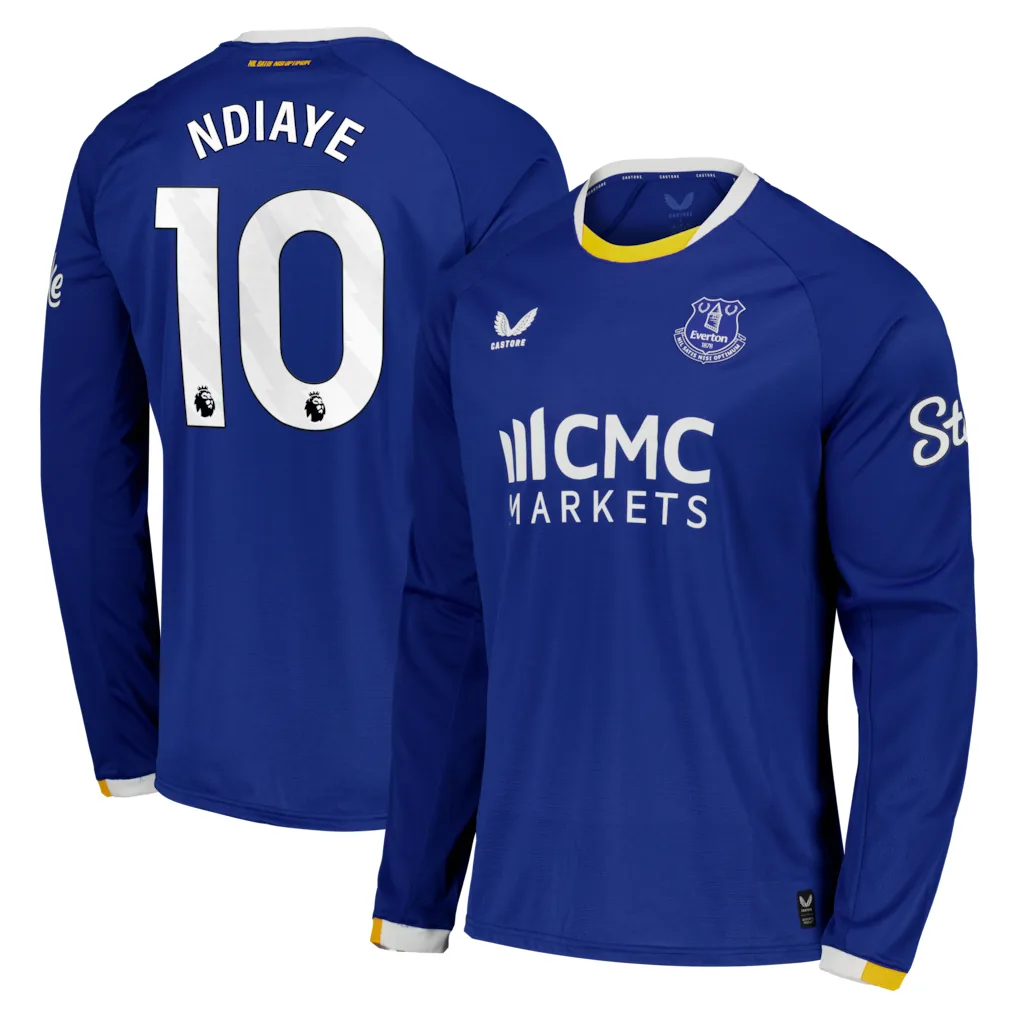 Everton Castore Home Pro Shirt 2026-27 - Long Sleeve with Ndiaye 10 printing