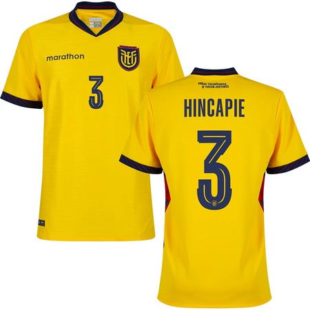 HINCAPIE #3 Ecuador Home Soccer jersey World Cup 2026
