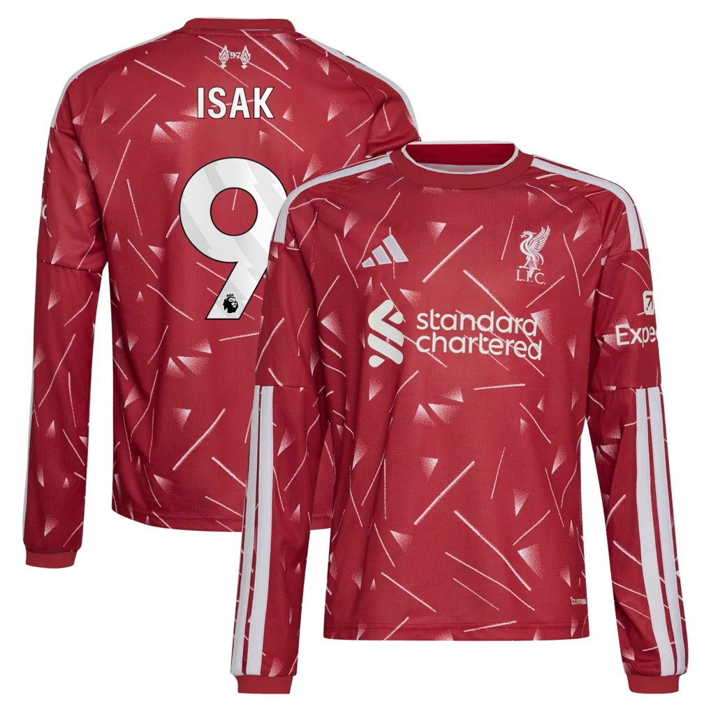 Liverpool adidas Home Shirt 2026-27 - Kids - Long sleeve with Isak 9 printing