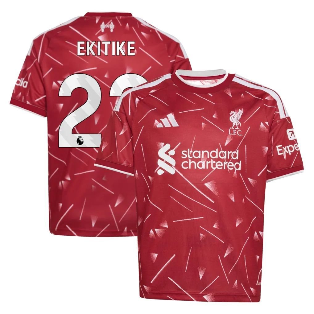 Liverpool adidas Home Shirt 2026-27 - Kids with Ekitike 22 printing