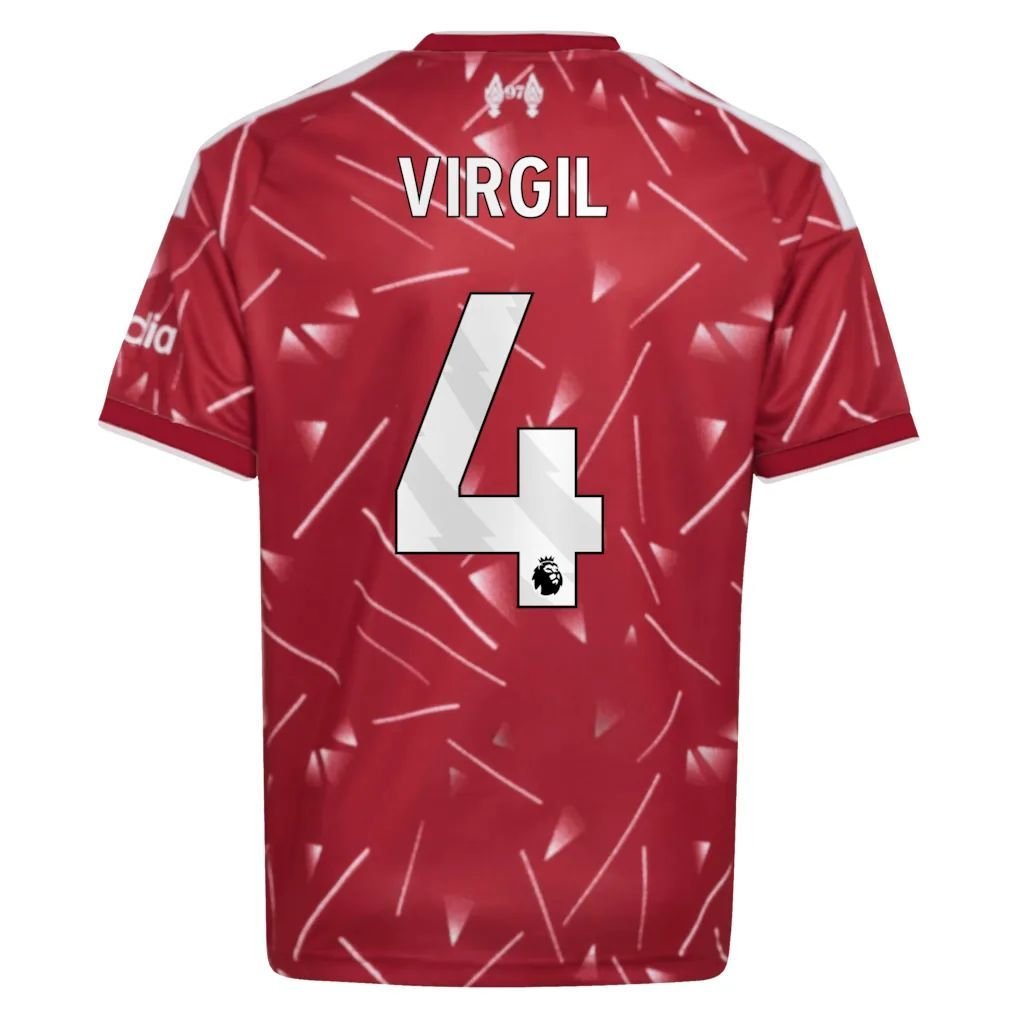 Liverpool adidas Home Shirt 2026-27 - Kids with Virgil 4 printing — view 3