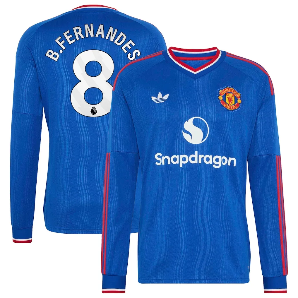 Manchester United adidas Away Shirt 2026-27 - Long Sleeve with B.Fernandes 8 printing