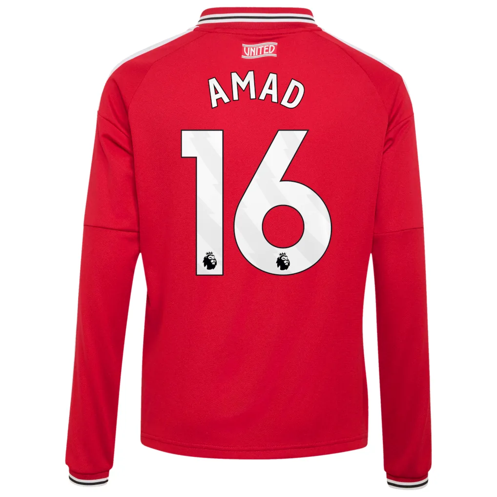 Manchester United adidas Home Shirt 2026-27 - Kids - Long Sleeve with Amad 16 printing — view 3