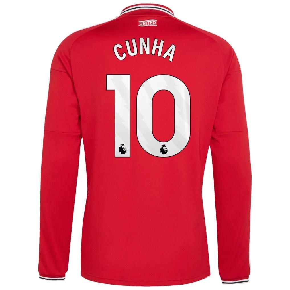 Manchester United adidas Home Shirt 2026-27 - Long Sleeve with Cunha 10 printing — view 3