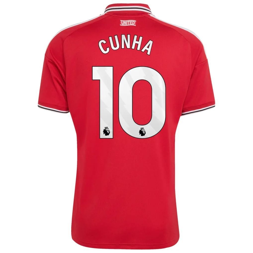 Manchester United adidas Home Shirt 2026-27 with Cunha 10 printing — view 3