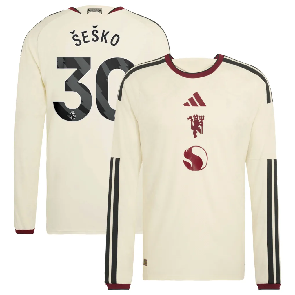 Manchester United adidas Third Authentic Shirt 2026-27 - Long Sleeve with Šeško 30 printing