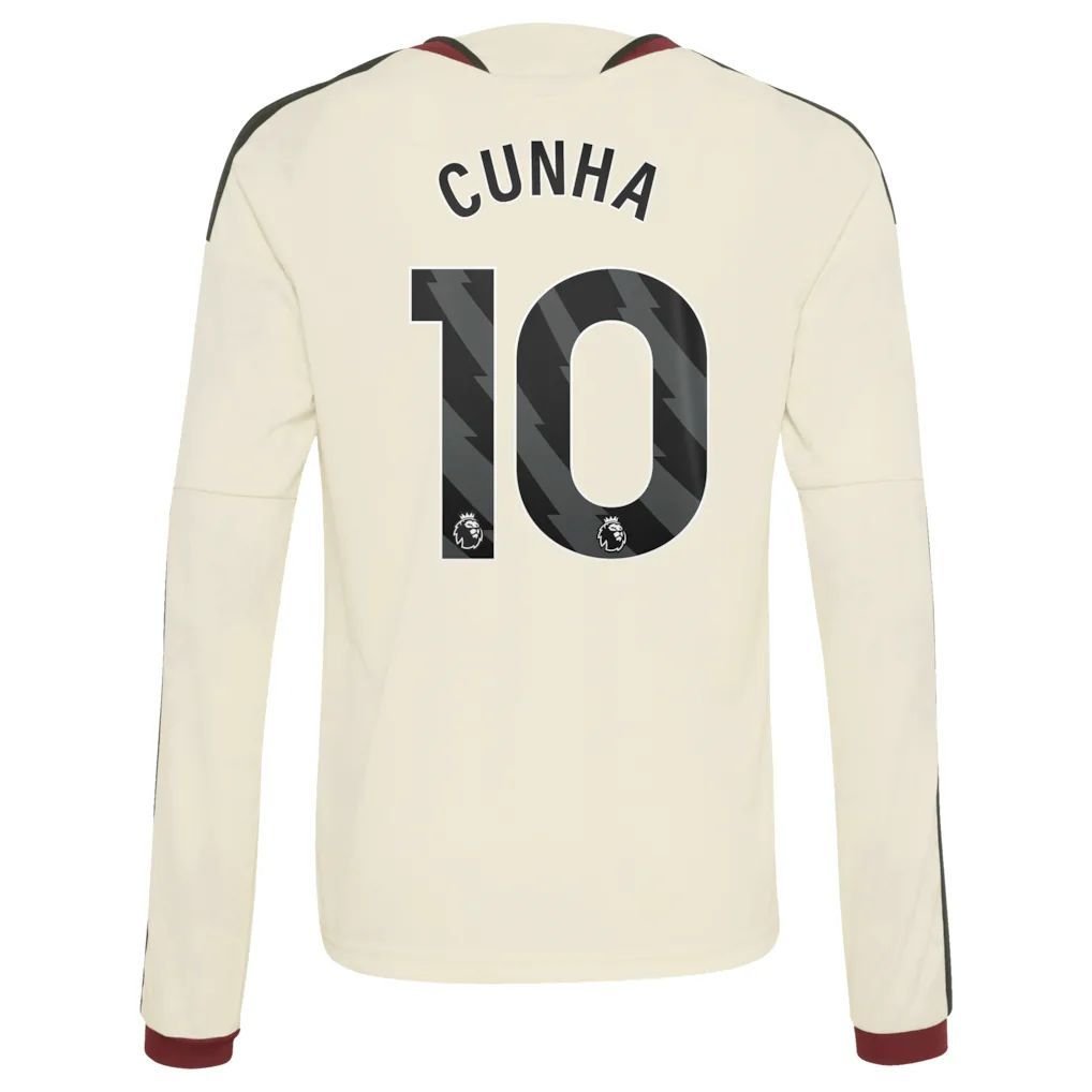 Manchester United adidas Third Shirt 2026-27 - Long Sleeve - Kids with Cunha 10 printing — view 3