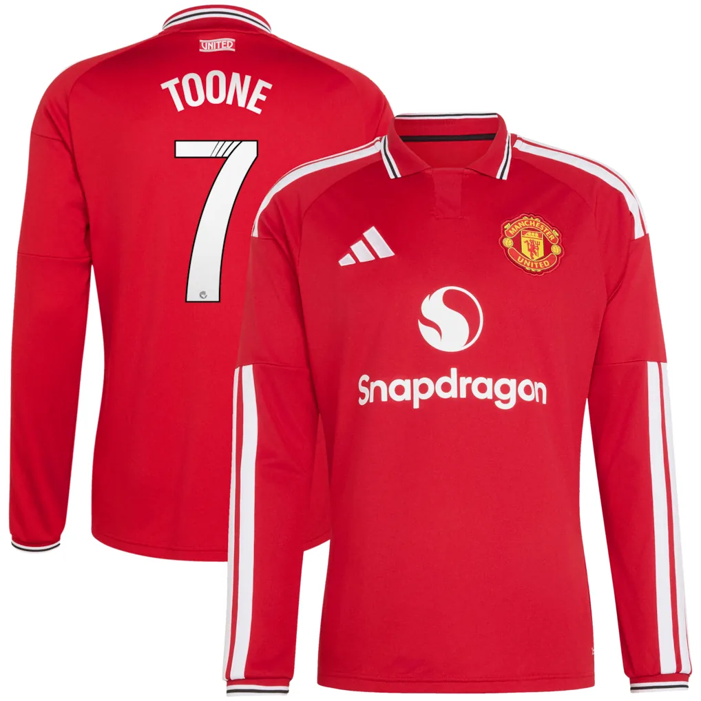 Manchester United adidas WSL Home Authentic Shirt 2026-27 - Long sleeve with Toone 7 printing
