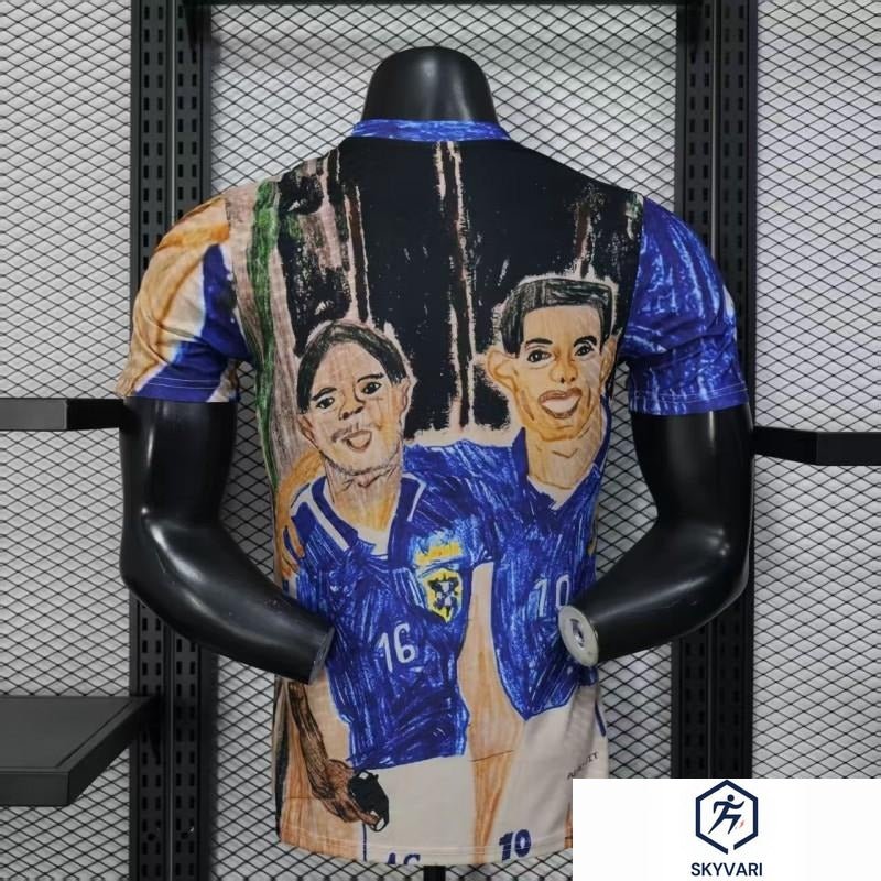 Player Version 2026 Brazil CBF Hand-Drawn Art Special Edition Jersey Featuring Ronaldo &amp; Ronaldinho — view 3