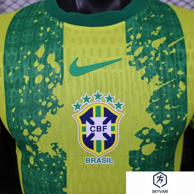 Player Version 2026 Brazil Yellow &amp; Green Vertical Stripe Special Edition Jersey — view 3