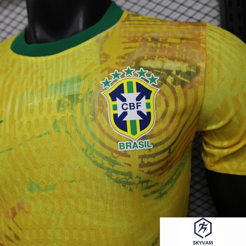 Player Version 2026 Brazil Yellow with Green Ink Splash Special Edition Home Jersey — view 3