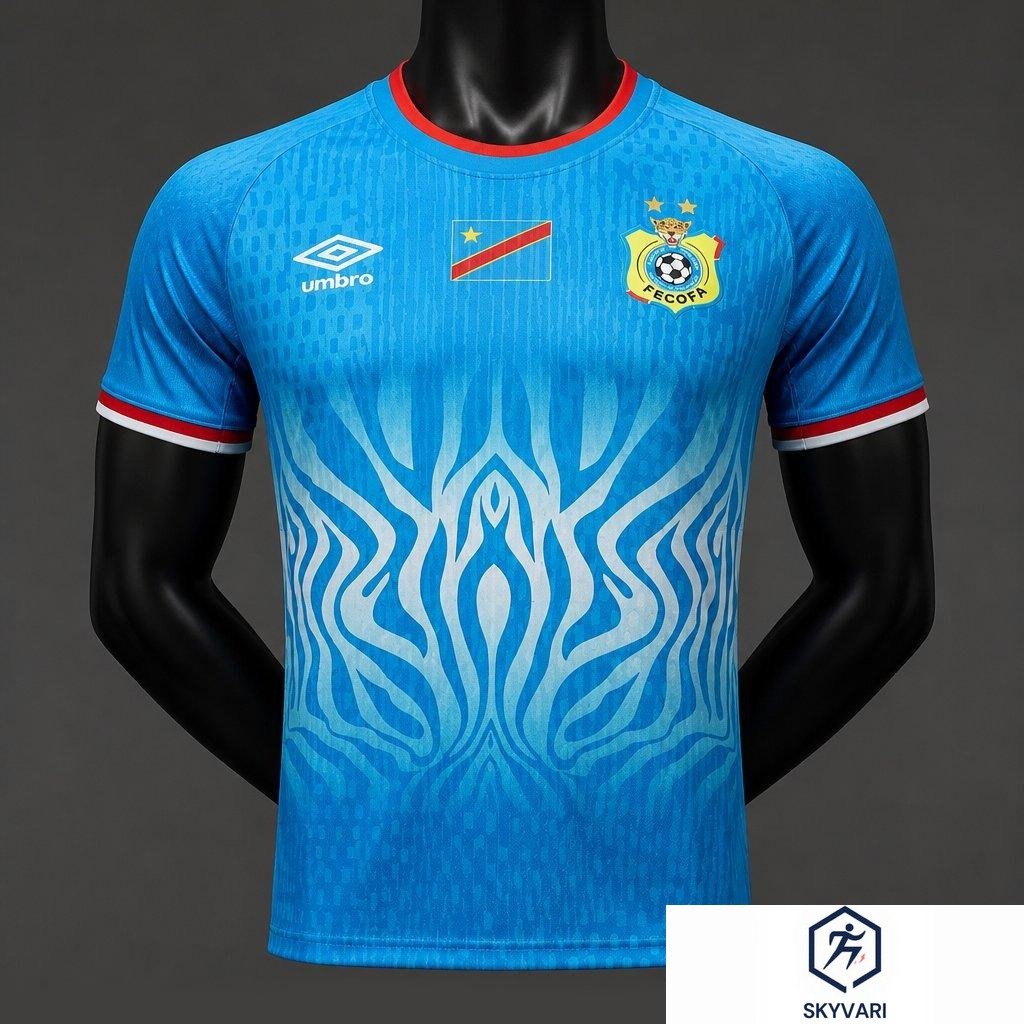 Player Version 2026 DR Congo Home Sky Blue Flame Jersey