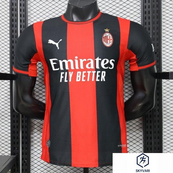 Player Version 26/27 AC Milan Red &amp; Black Vertical Stripe Home Jersey