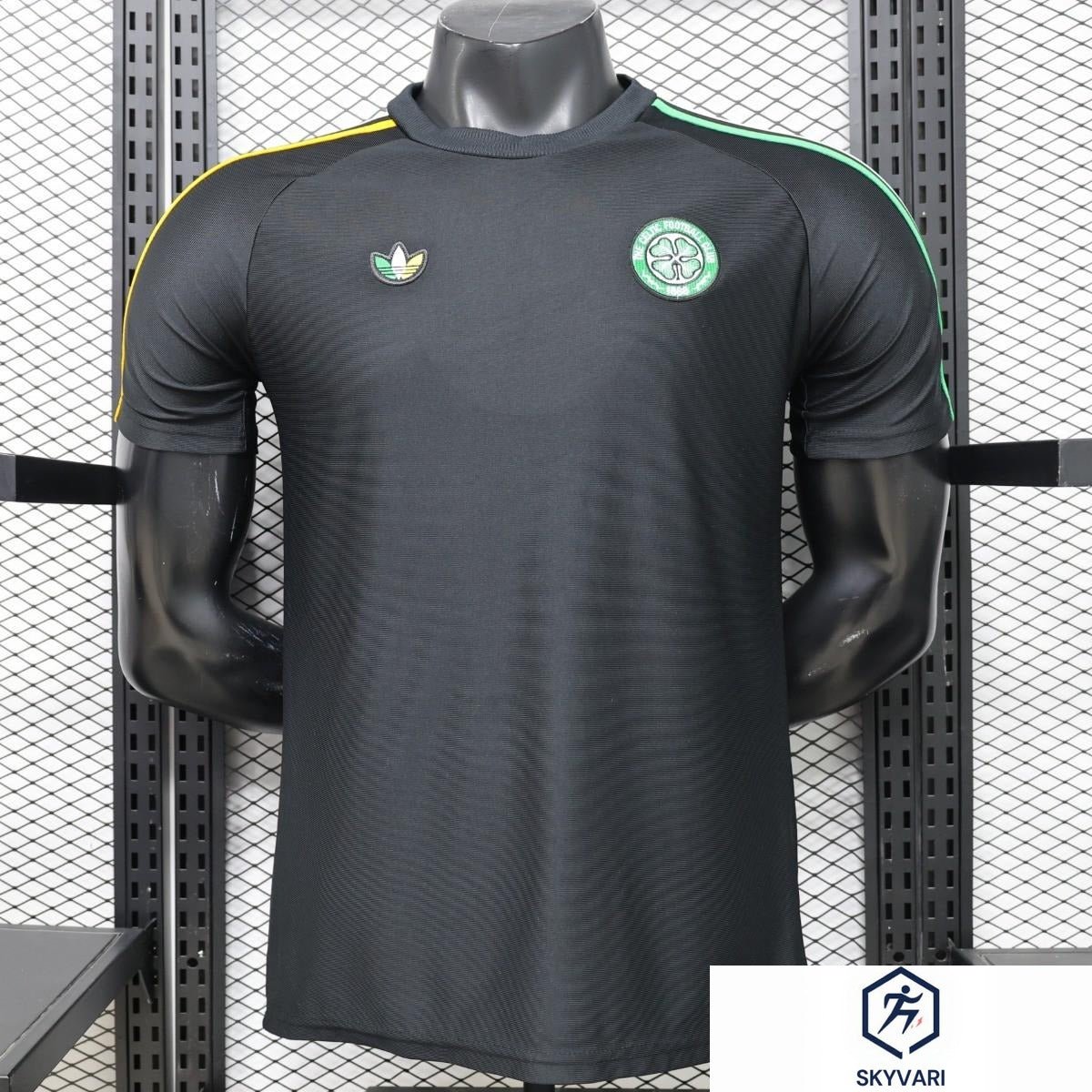 Player Version 26/27 Celtic Black with Asymmetric Yellow &amp; Green Stripe Jersey