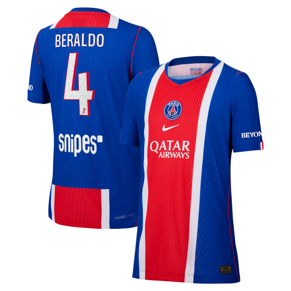 PSG Nike Home Aero-FIT Match Shirt 2026-27 - Kids with Beraldo 4 printing