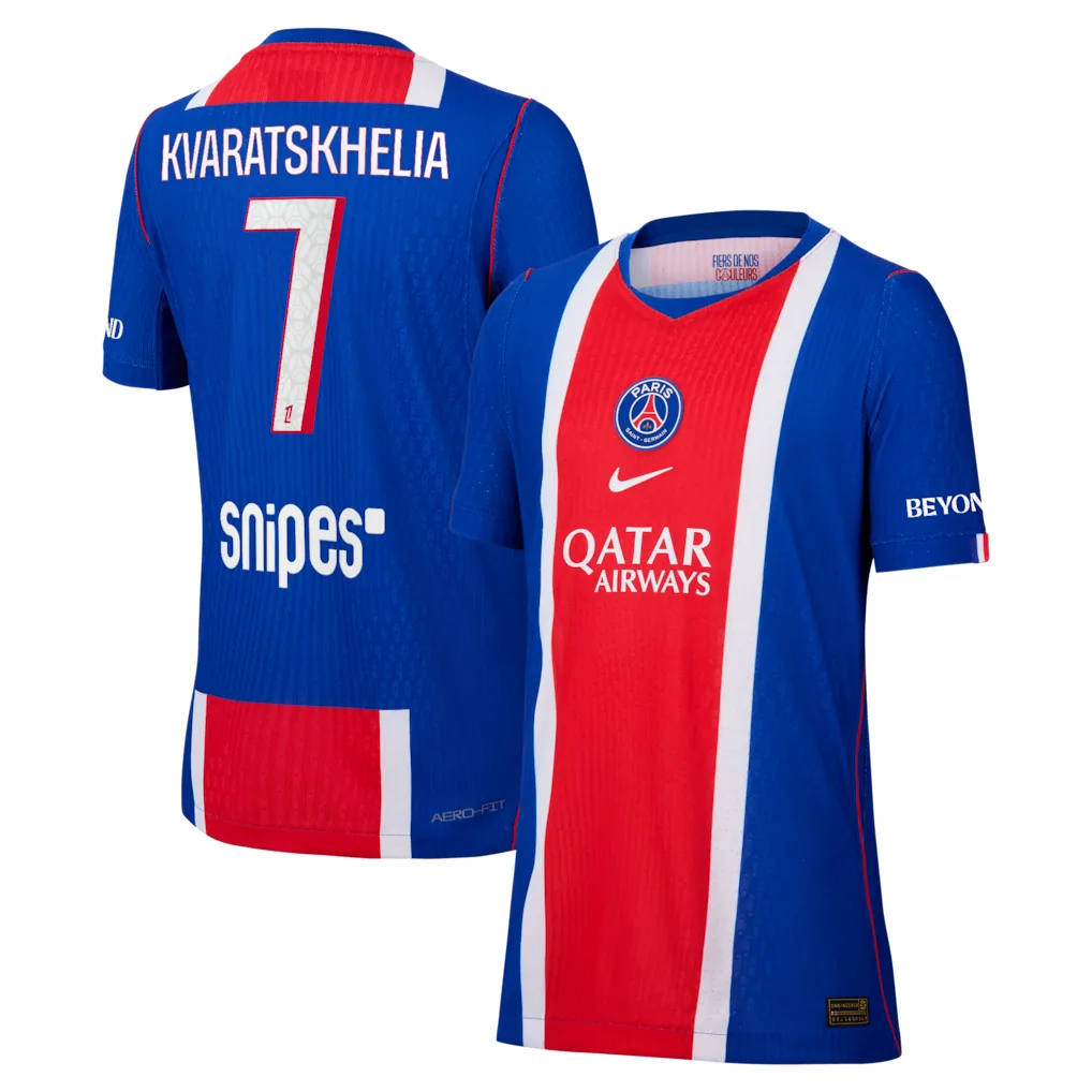 PSG Nike Home Aero-FIT Match Shirt 2026-27 - Kids with Kvaratskhelia 7 printing