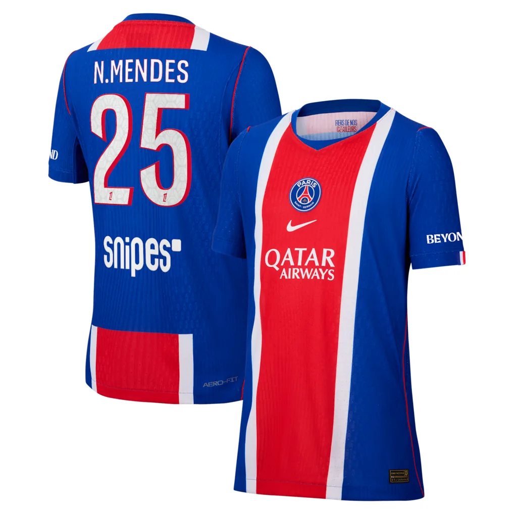 PSG Nike Home Aero-FIT Match Shirt 2026-27 - Kids with N.Mendes 25 printing