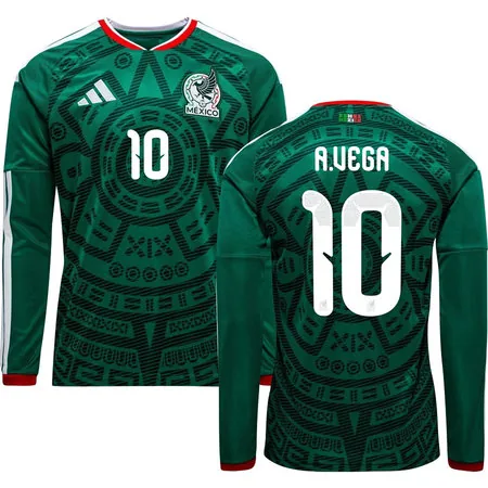 A.VEGA #10 Mexico Home Long Sleeve Soccer jersey World Cup 2026
