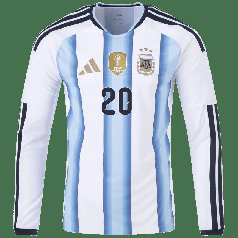 Alexis Mac Allister Argentina 26/27 Long Sleeve Authentic Home Jersey — view 2
