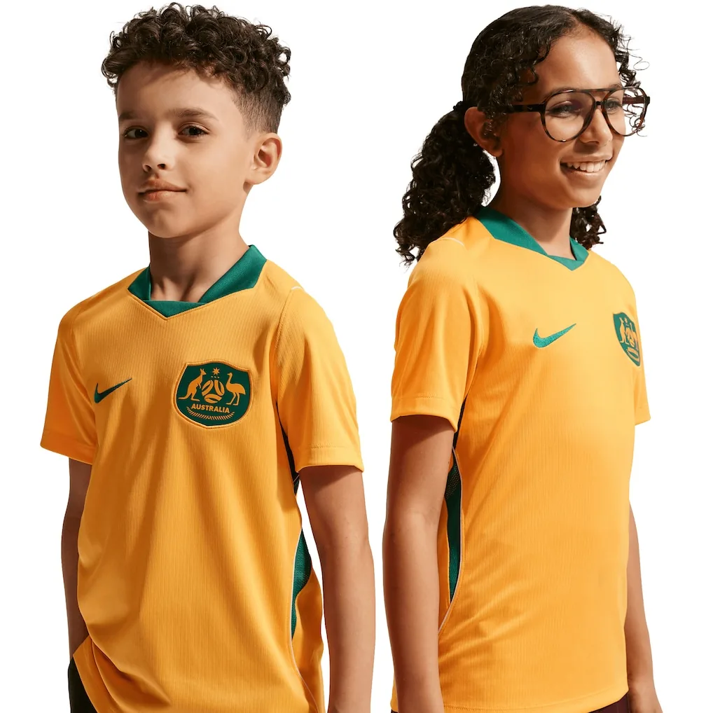 Australia National Team Home Stadium Shirt 2026 - Kids soccer set, Includes jersey and shorts