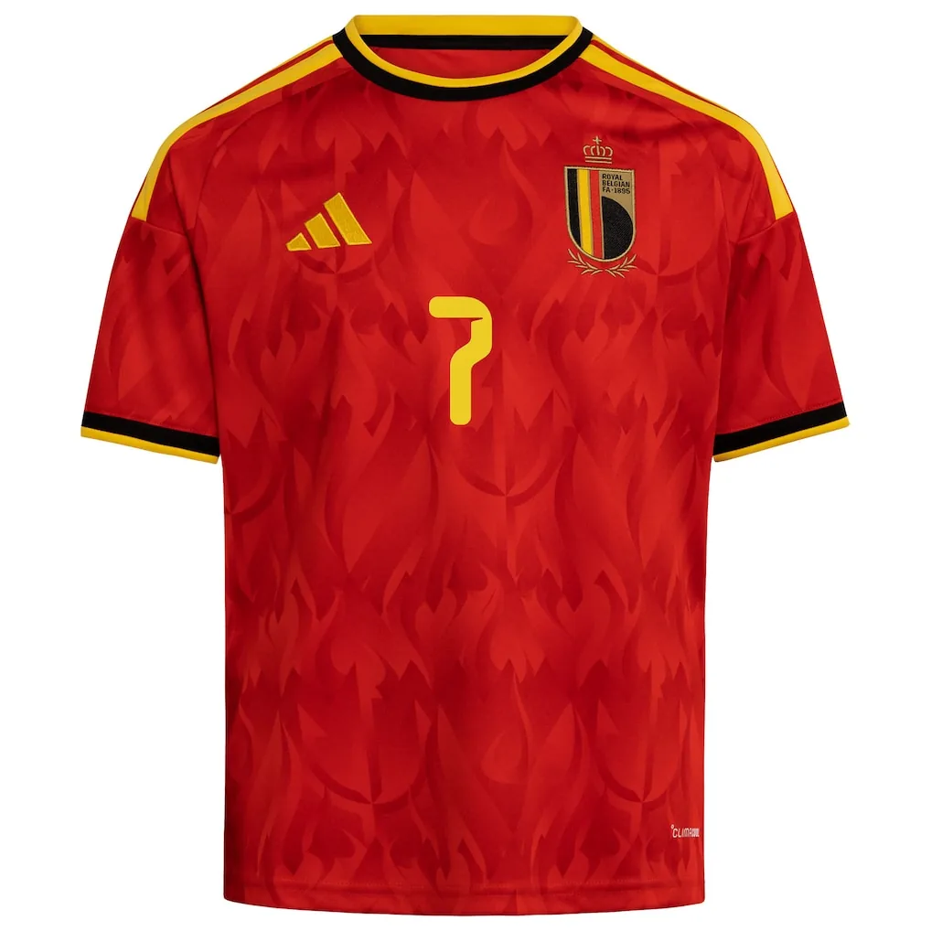Belgium Home Shirt 2026 - Kids with De Bruyne 7 printing soccer set, Includes jersey and shorts — view 2