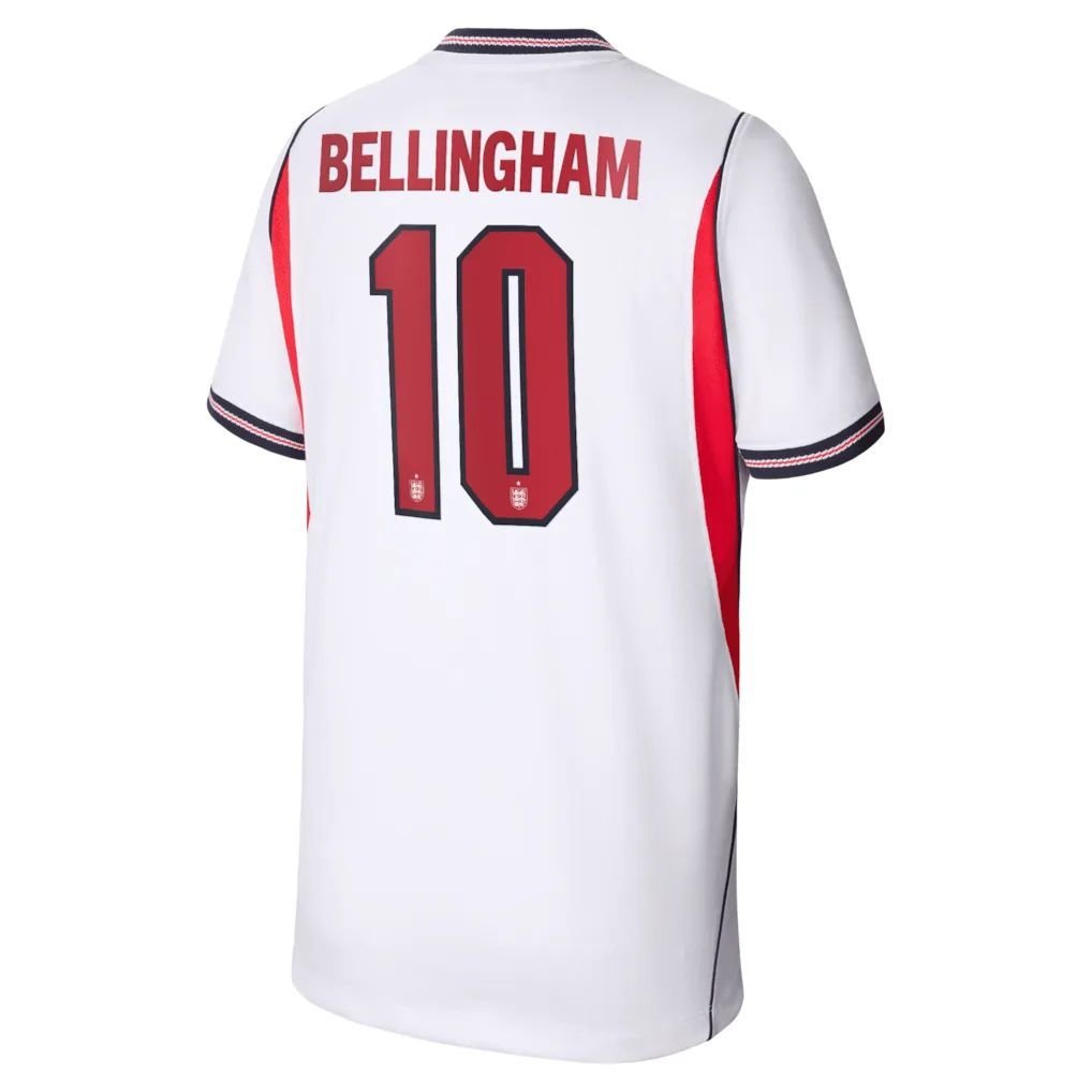 England Home Stadium Shirt 2026 - Kids with Bellingham 10 printing soccer set, Includes jersey and shorts — view 3