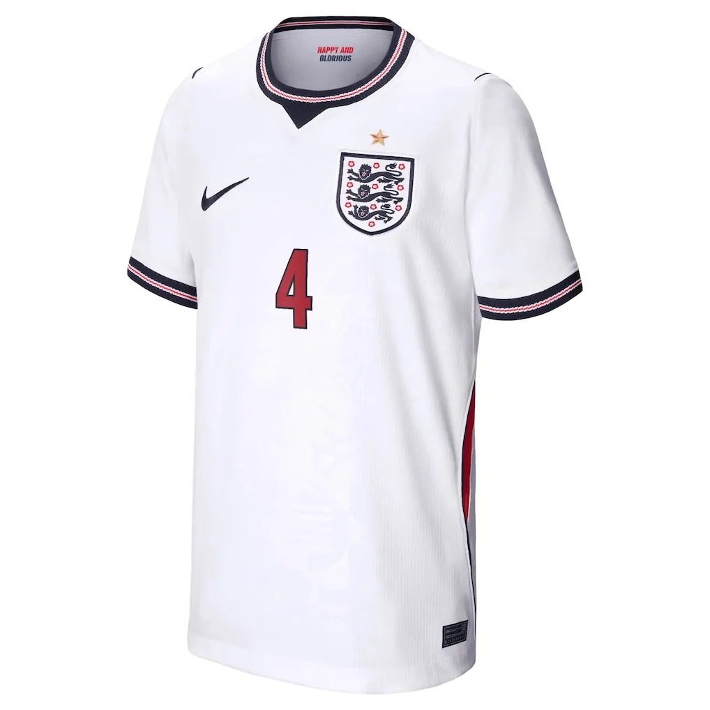 England Home Stadium Shirt 2026 - Kids with Rice 4 printing soccer set, Includes jersey and shorts — view 2