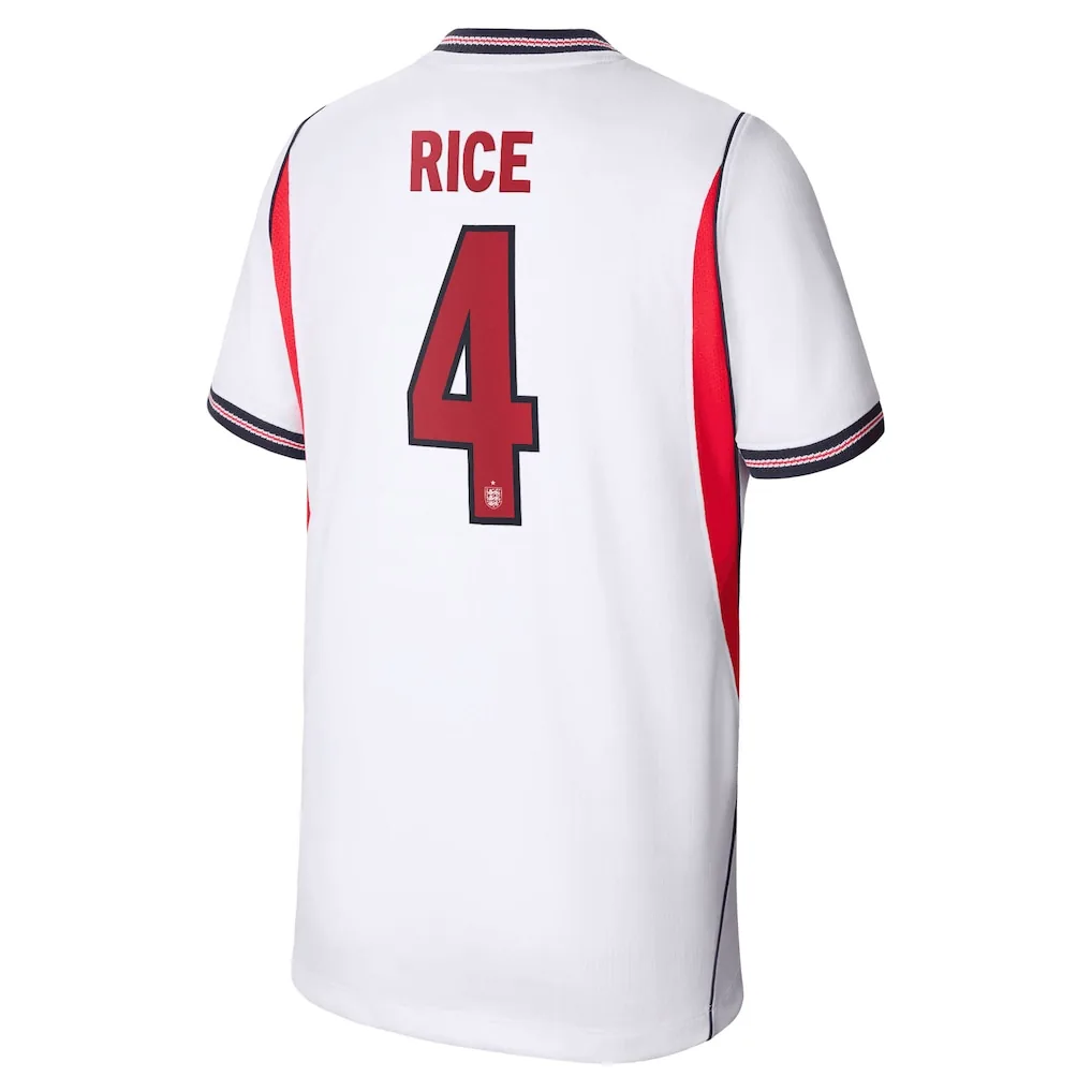 England Home Stadium Shirt 2026 - Kids with Rice 4 printing soccer set, Includes jersey and shorts — view 3