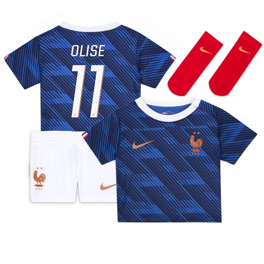France Nike Home Stadium Kit - 2026 - Infant with Olise 11 printing