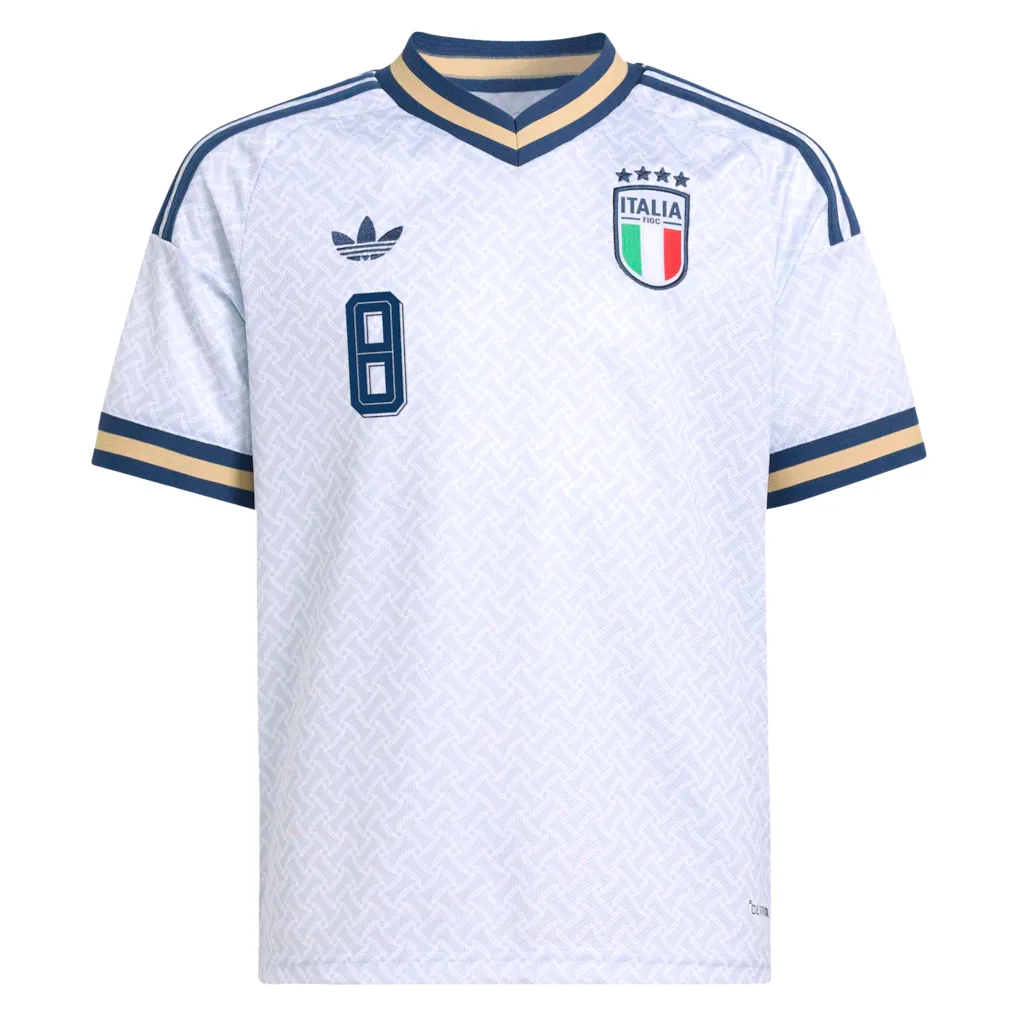 Italy Away Shirt 2026 - Kids with Tonali 8 printing soccer set, Includes jersey and shorts — view 2